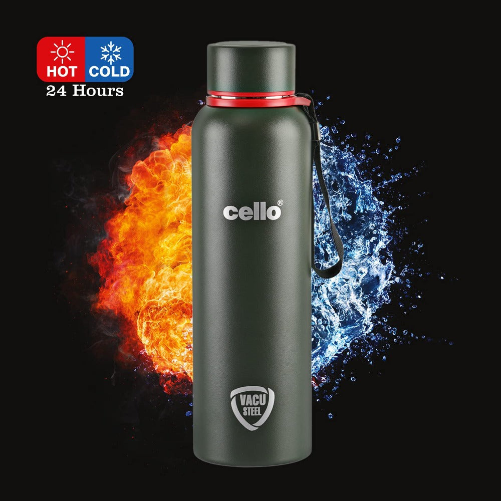 Cello Duro Kent Tuff Steel Water Bottle with Durable DTP Coating | 1 Pc
