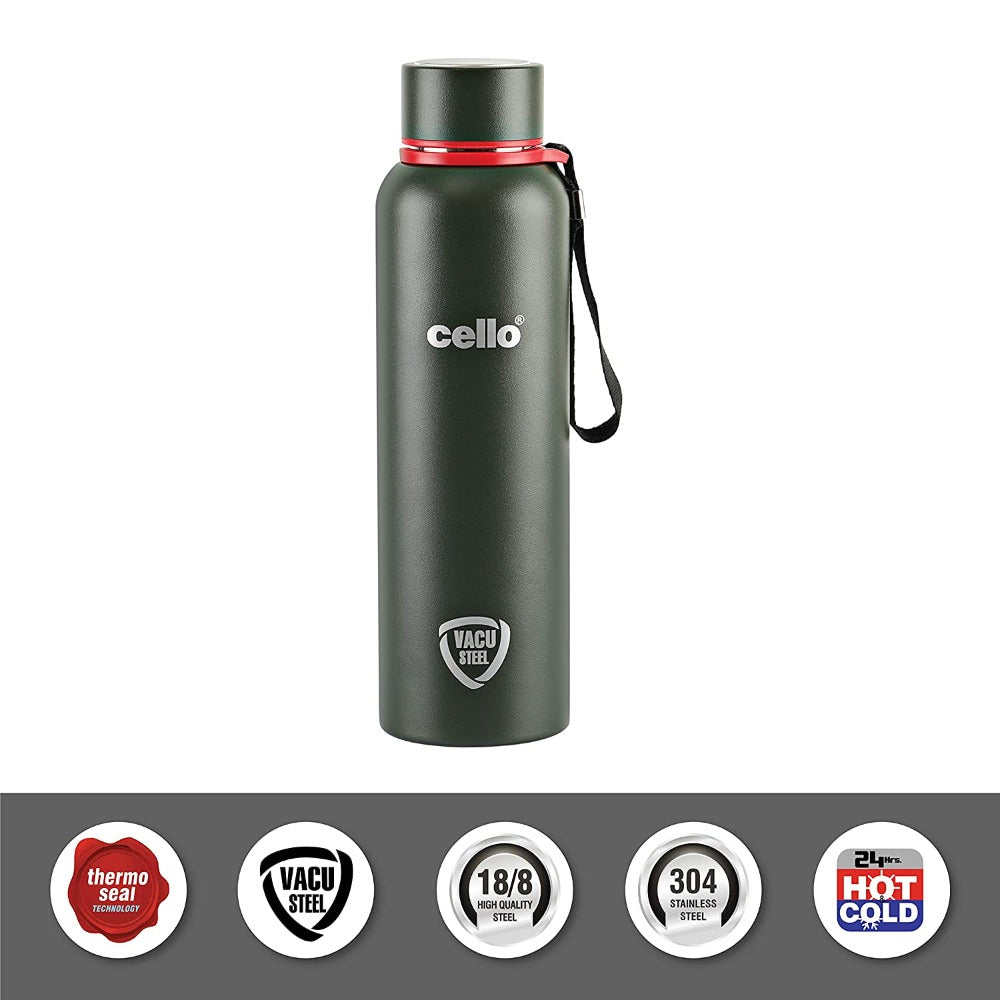 Cello Duro Kent Tuff Steel Water Bottle with Durable DTP Coating | 1 Pc