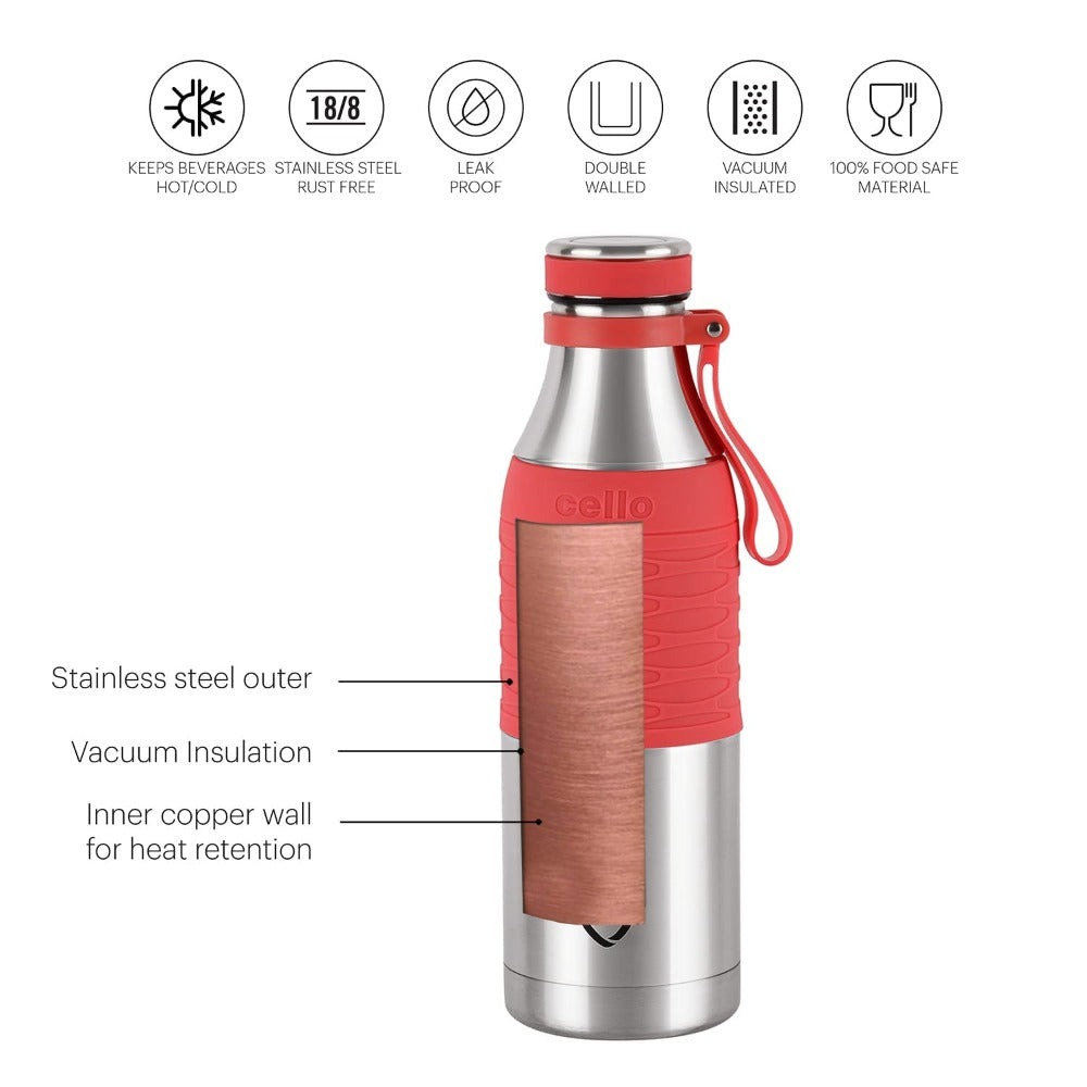 Cello Grip Max 900 ML Double Wall Stainless Steel Water Bottle | 1 Pc
