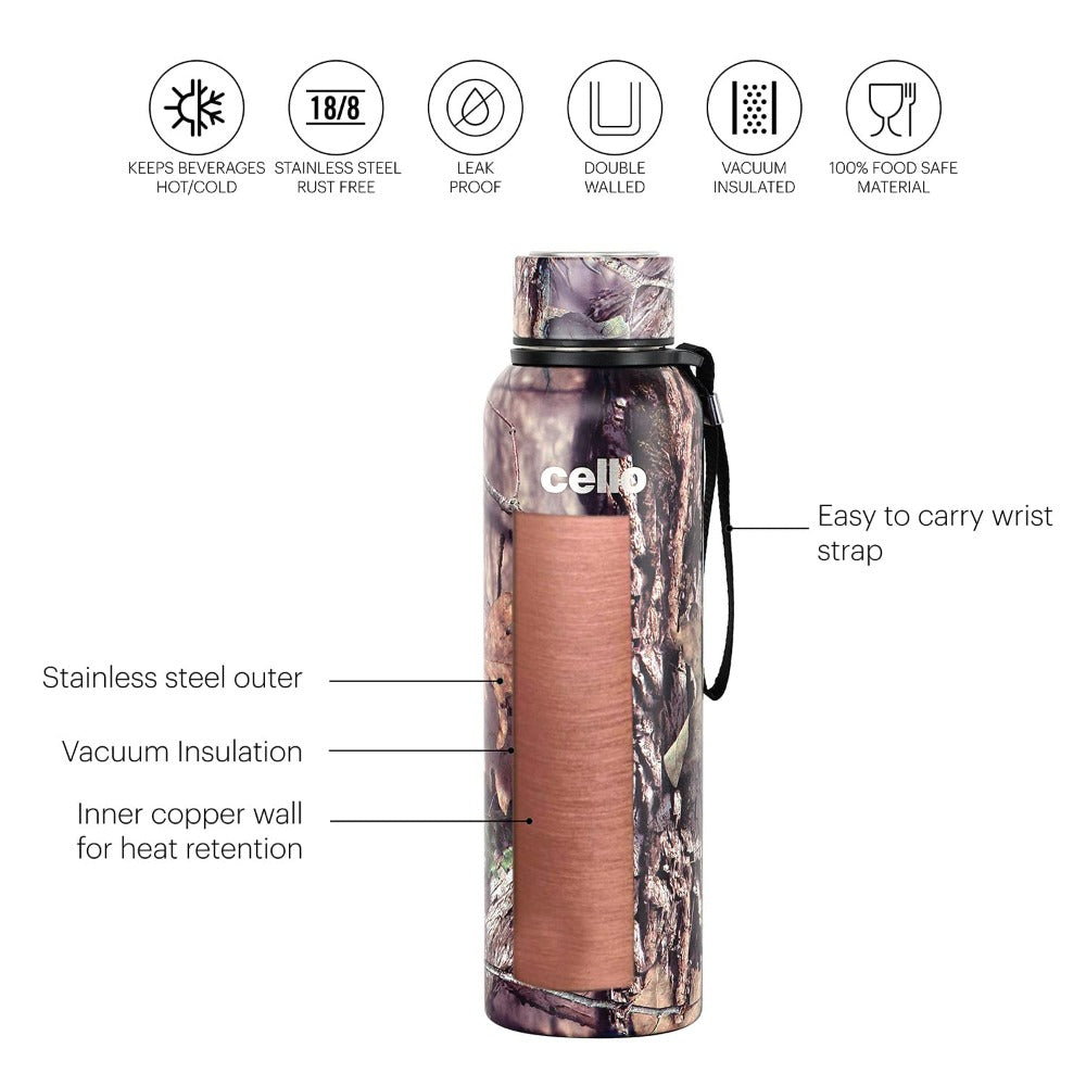 Cello Deezee Kent 900 ML Tuff Steel Water Bottle with Durable DTP Coating | 1 Pc