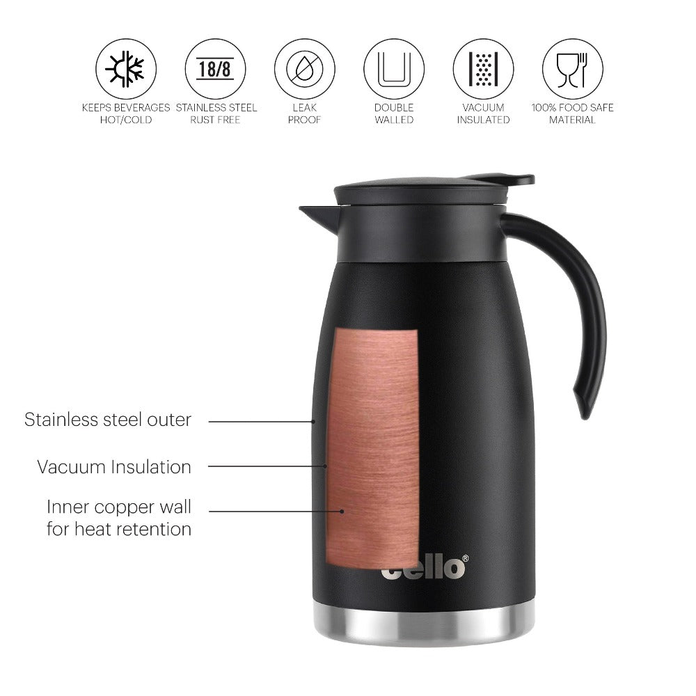 Cello Duro Pot Vacusteel Teapot with Durable DTP Coating | 1 Pc