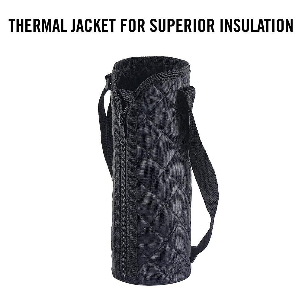 Cello Duro Flip 1500 ML Double Walled Tuff Steel Vacusteel Water Flask with Durable DTP Coating and Thermal Jacket | 1 Pc