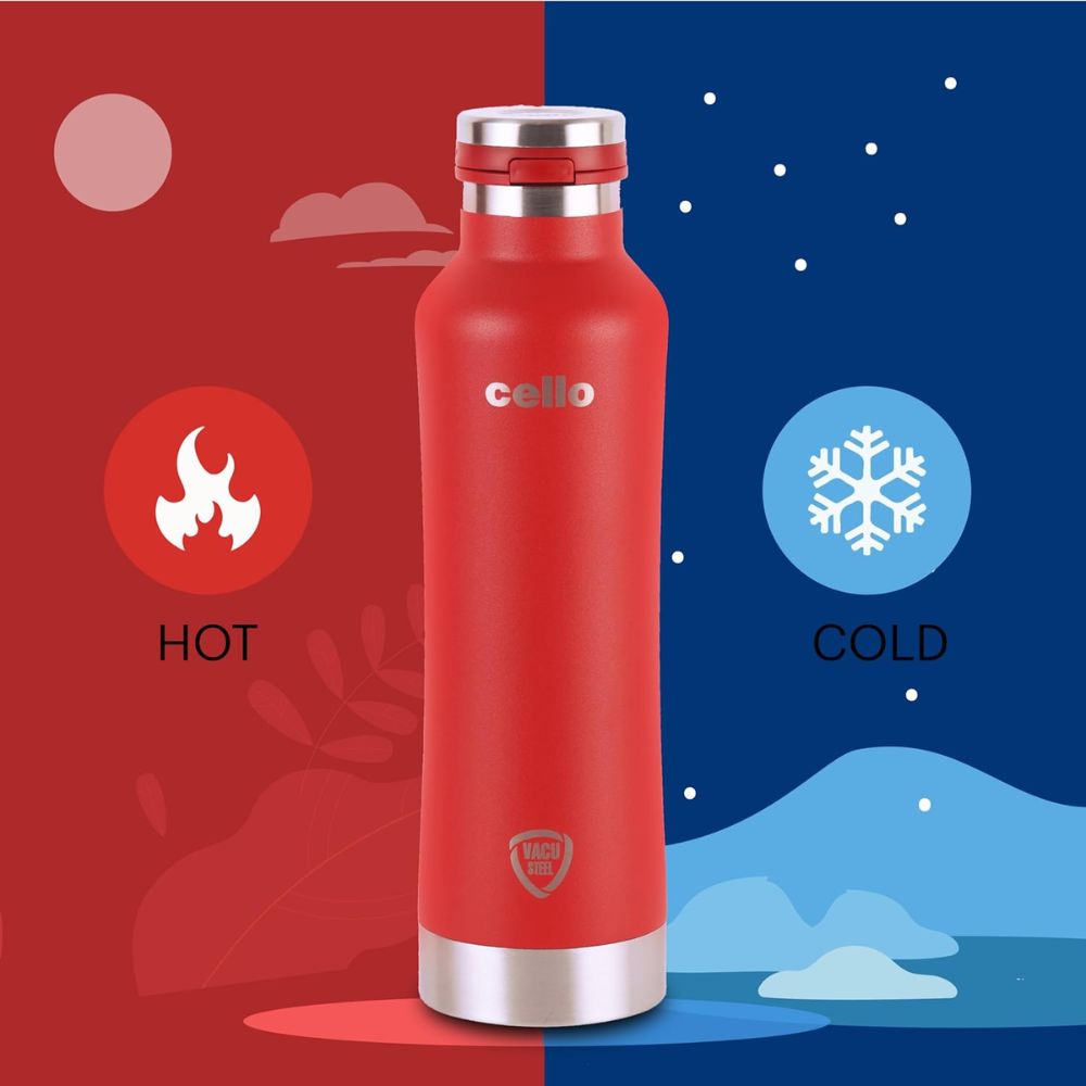 Cello Duro One Touch Vacusteel Stainless Steel Water Bottle | 1 Pc
