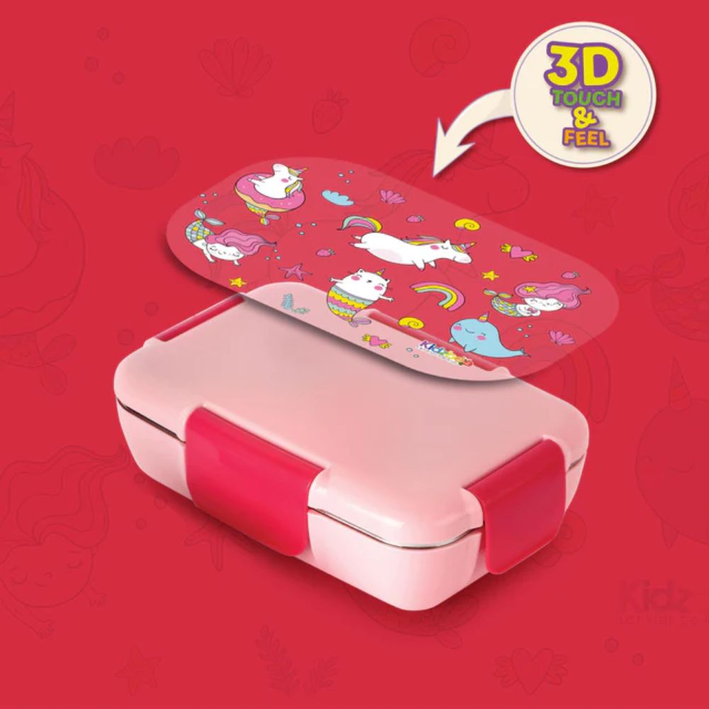 Cello Kidzbee Magnus Plastic Insulated Kids Lunch Box with Inner Steel | 3D Touch & Feel Designs Lunch Box | 1 Pc