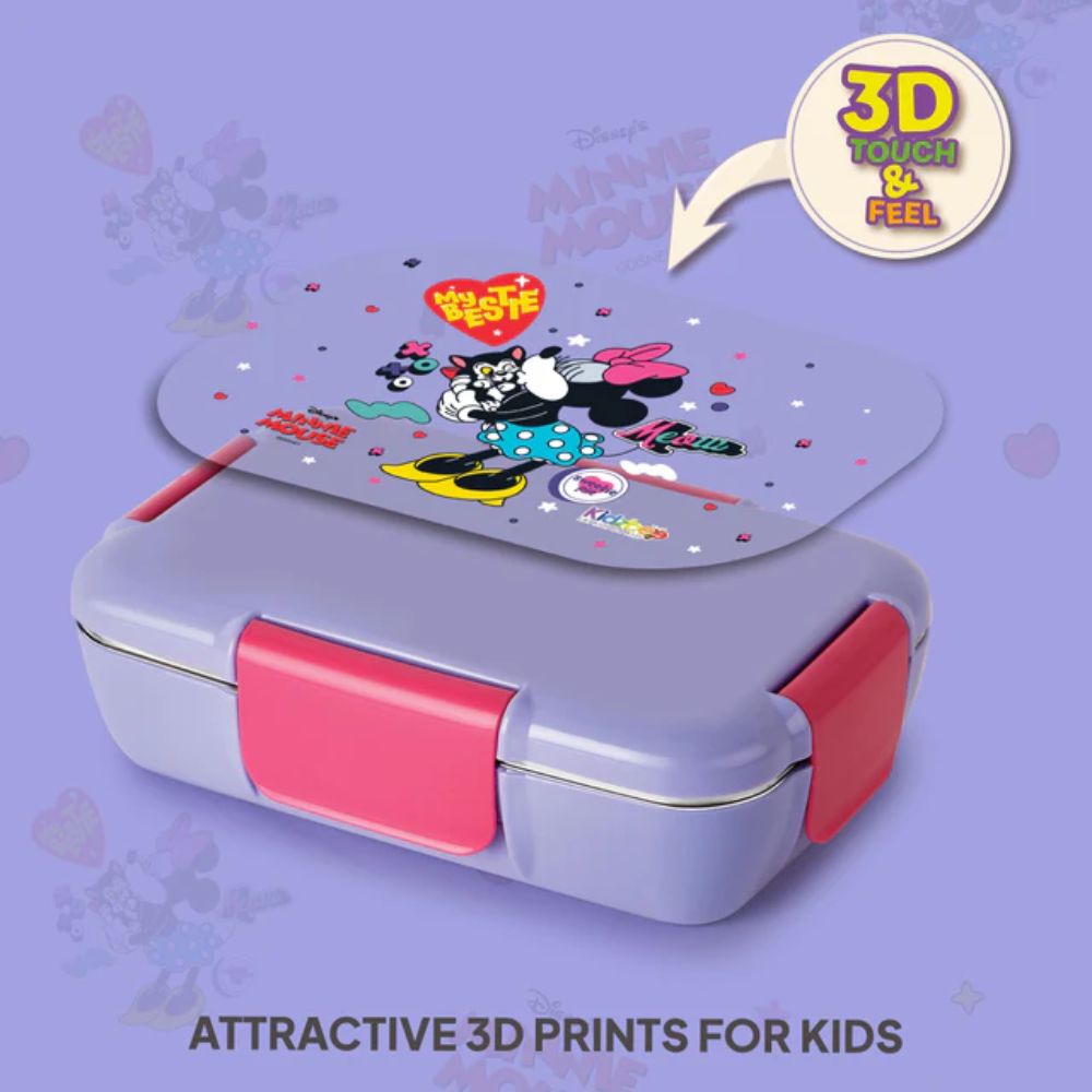 Cello Kidzbee Magnus Plastic Insulated Kids Lunch Box with Inner Steel | 3D Touch & Feel Designs Lunch Box | 1 Pc