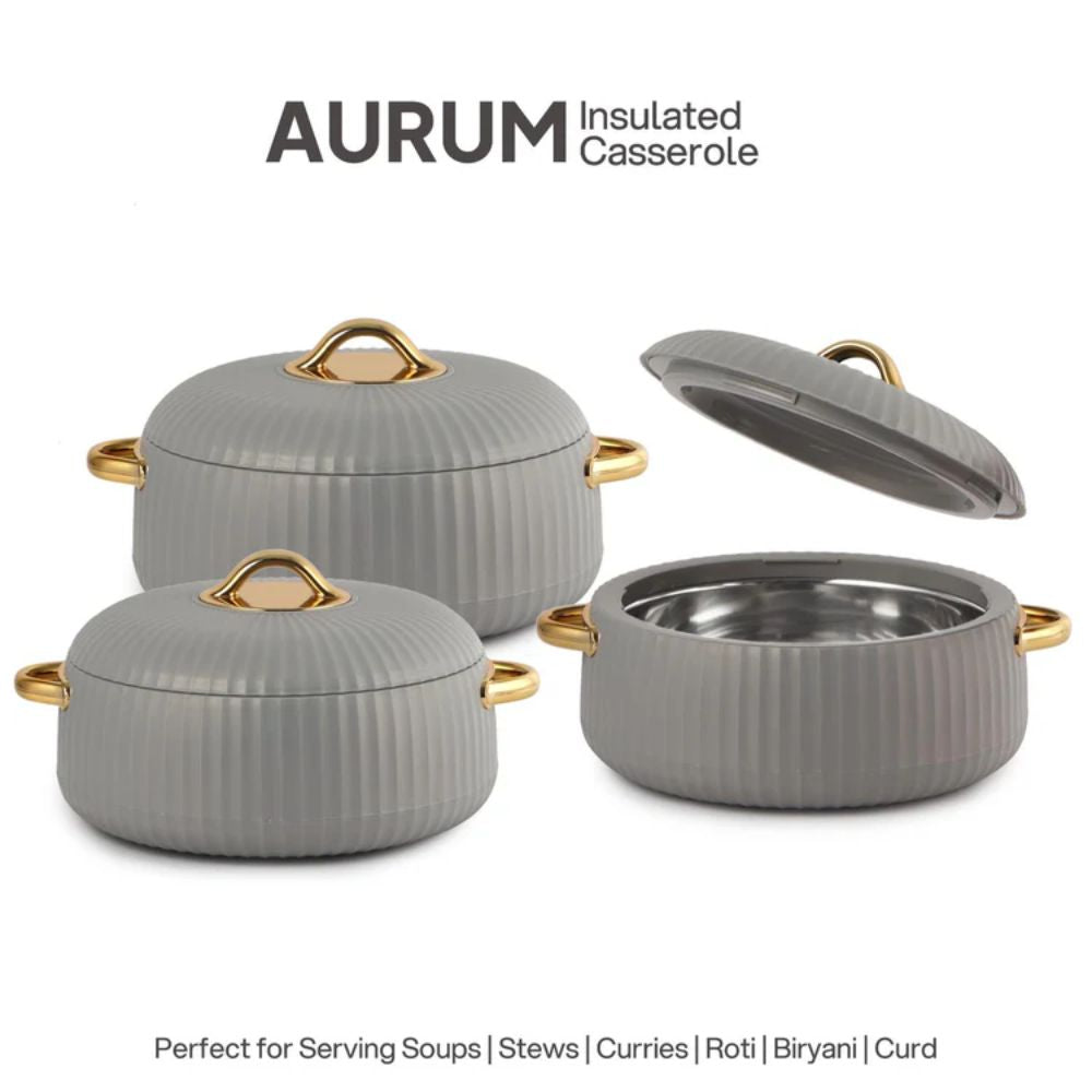 Cello Aurum Luxury Insulated Casserole Set | Set of 3 Pcs