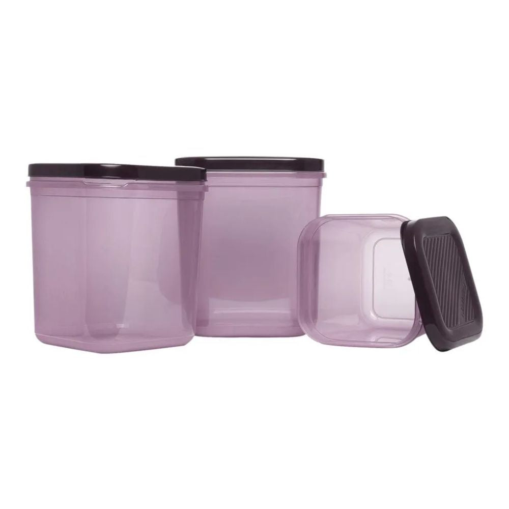 Asian Supremo Square Plastic Storage Container | Stackable | Multipurpose | Set of 3 Pcs