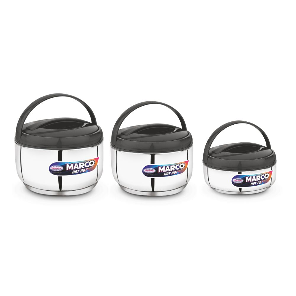 Asian Marco Stainless Steel Insulated Casserole Set | Set of 3 Pcs