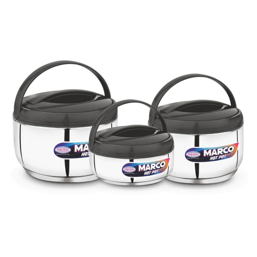 Asian Marco Stainless Steel Insulated Casserole Set | Set of 3 Pcs
