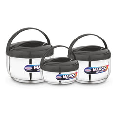Asian Marco Stainless Steel Insulated Casserole Set | Set of 3 Pcs