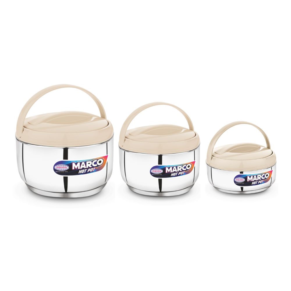Asian Marco Stainless Steel Insulated Casserole Set | Set of 3 Pcs