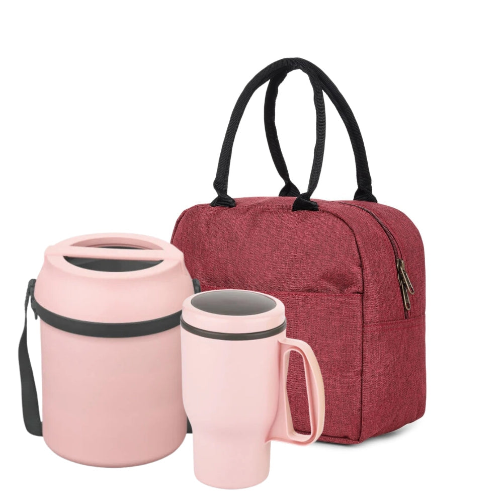 Asian Wonder Meal Travel Combo - Wonder Meal Executive tiffin + Champion Handy Flask + Bag | Set of 3 Pcs