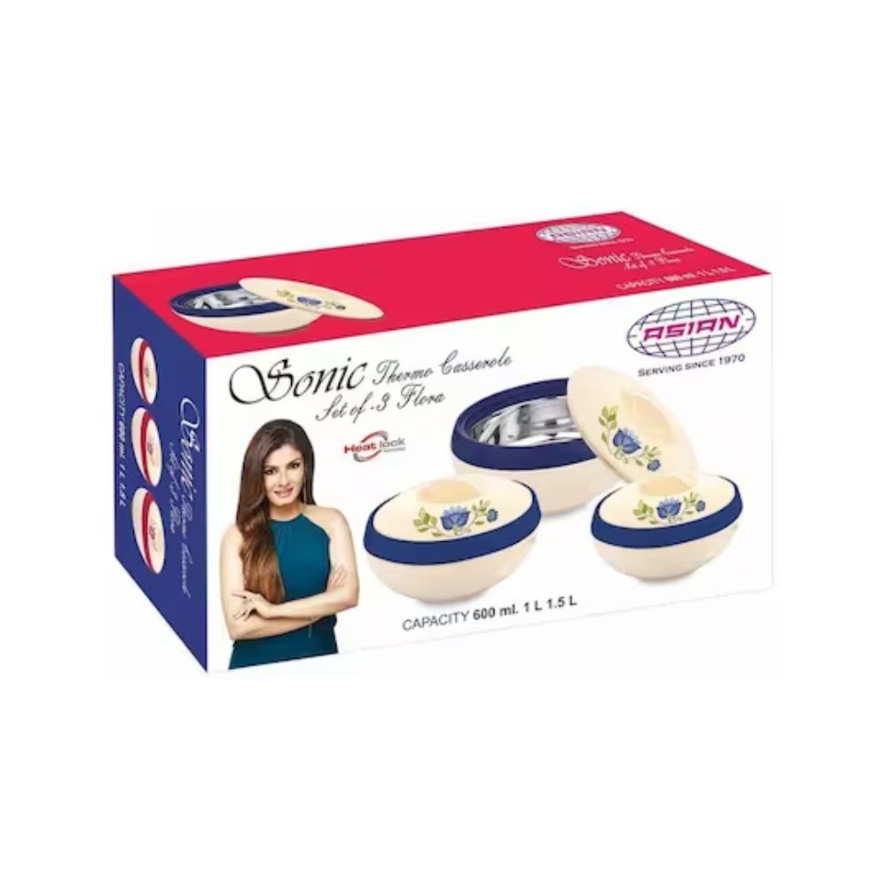 Asian Sonic Flora Thermo Casserole | Set of 3 Pcs