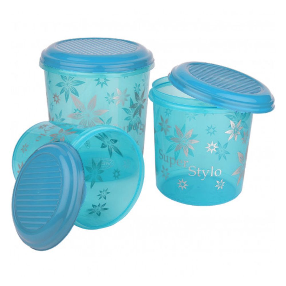 Asian Super Stylo Plastic Storage Container | Stackable | Multipurpose | Set of 3 Pcs