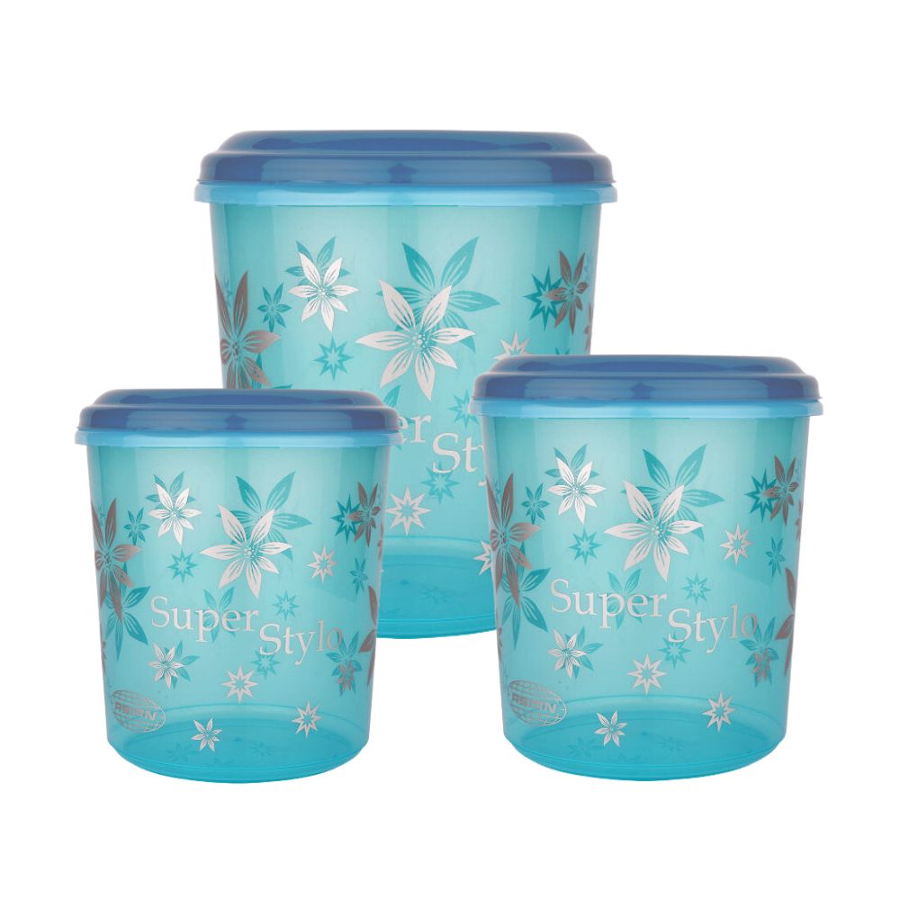 Asian Super Stylo Plastic Storage Container | Stackable | Multipurpose | Set of 3 Pcs