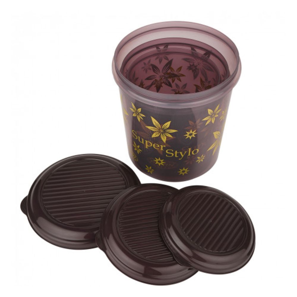 Asian Super Stylo Plastic Storage Container | Stackable | Multipurpose | Set of 3 Pcs