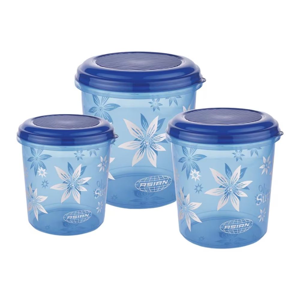 Asian Super Stylo Plastic Storage Container | Stackable | Multipurpose | Set of 3 Pcs