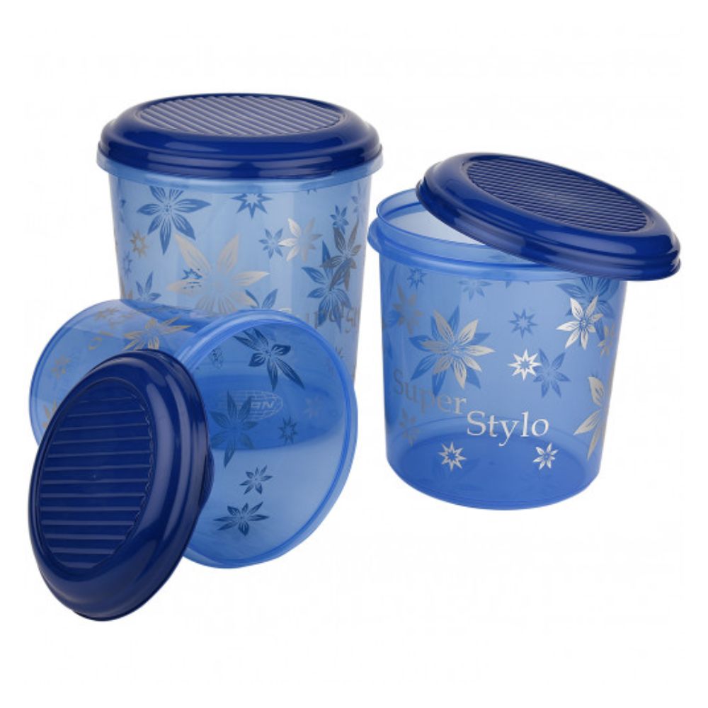 Asian Super Stylo Plastic Storage Container | Stackable | Multipurpose | Set of 3 Pcs