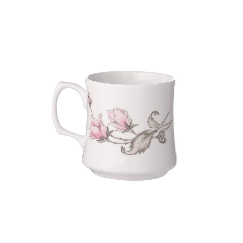Clay Craft Ceramic Floral Printed 200 ML Coffee & Tea Mugs | White | Set of 6 Pcs