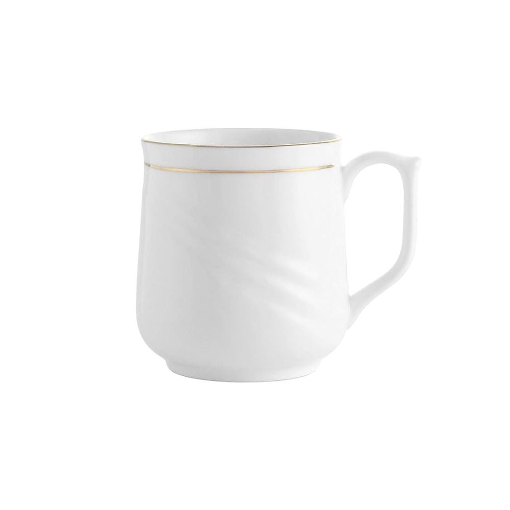 Clay Craft Ceramic New Lilly Gold Line 180 ML Coffee & Tea Mugs | White | Set of 6 Pcs