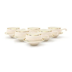 Clay Craft Lillyput Cup & Saucer Set | 100 ML | White | Set of 6 Pcs