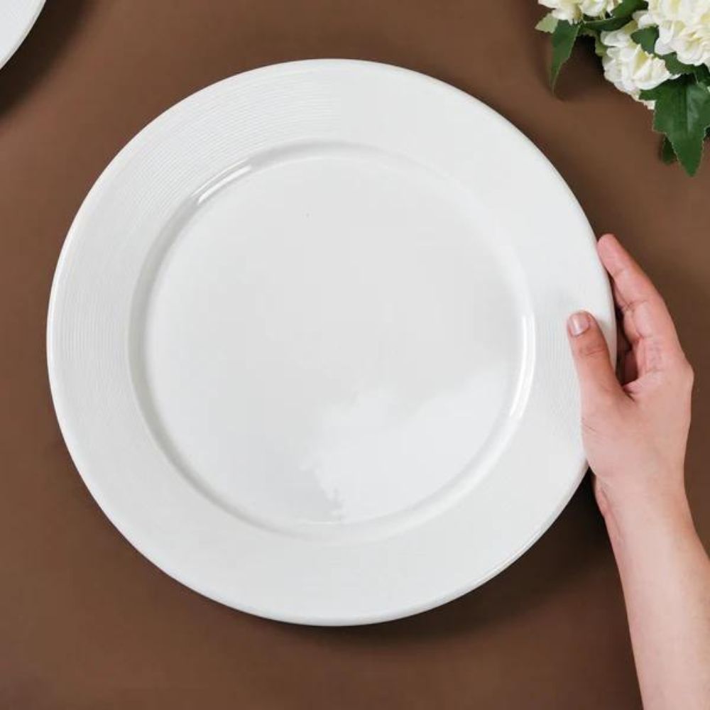 Clay Craft Ceramic Basic Quarter Plate Georgian | White | Set of 4 Pcs