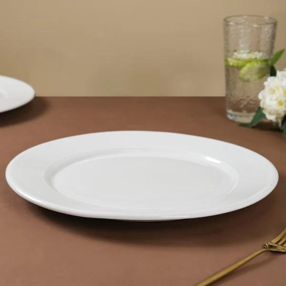 Clay Craft Ceramic Basic Quarter Plate Georgian | White | Set of 4 Pcs