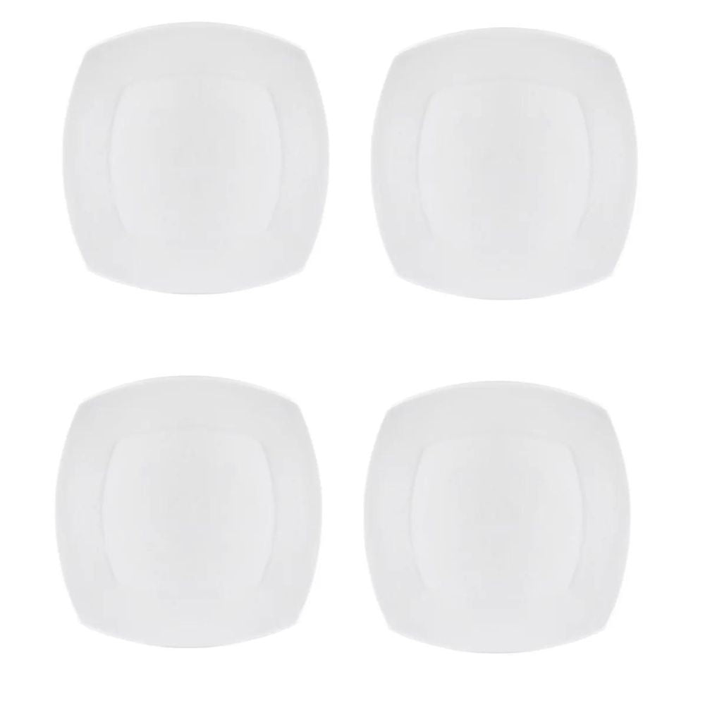 Clay Craft Ceramic Basic Quarter Plate Zen Square | White | Set of 4 Pc