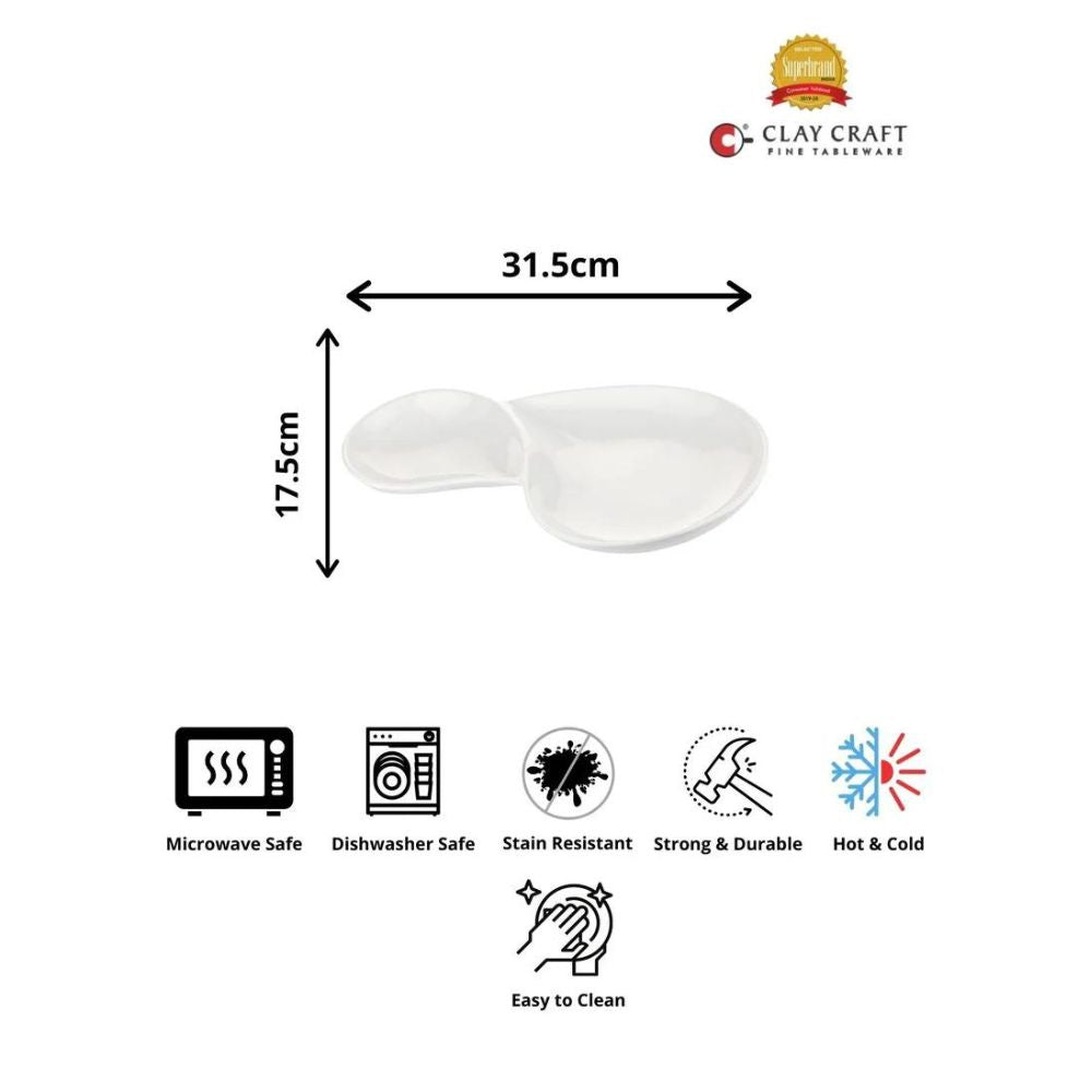 Clay Craft Ceramic Basic Platter Capsule | White | 1 Pc