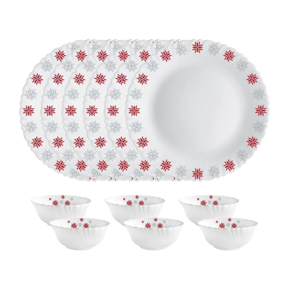 Cello Opalware Dazzle Series Round Dinner Set | Set of 12 Pcs
