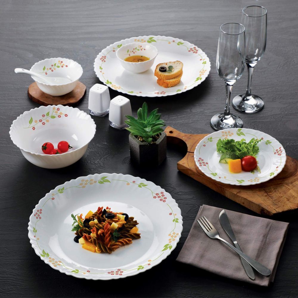Cello Opalware Dazzle Series Round Dinner Set | Set of 12 Pcs