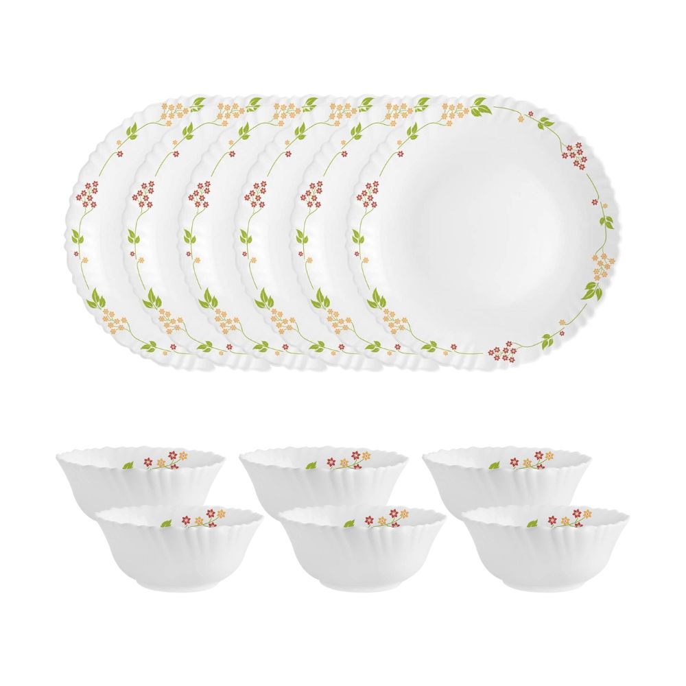 Cello Opalware Dazzle Series Round Dinner Set | Set of 12 Pcs