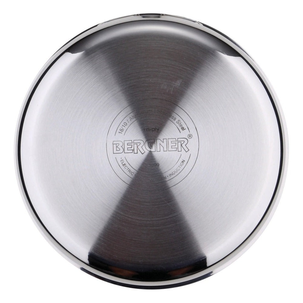 Bergner Argent Tri-Ply Stainless Steel Tope / Patila with Stainless Steel Lid | Gas & Induction Compatible | Silver