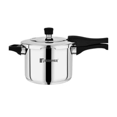 Bergner Pura Stainless Steel Outer Lid Pressure Cooker | Gas & Induction Compatible | Silver