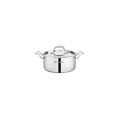 Bergner Argent Mini Tri-Ply Stainless Steel Casserole with Stainless Steel Lid | Gas & Induction Compatible | Silver | 1 Pc