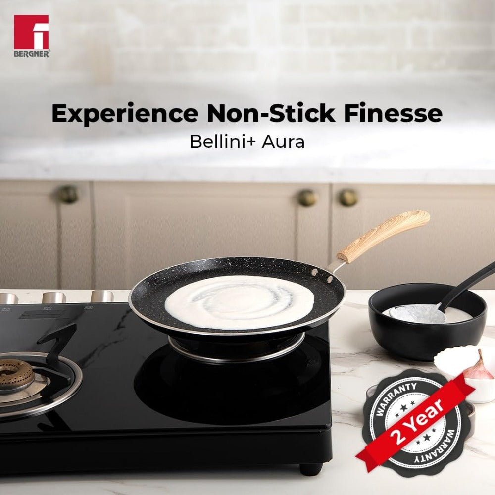 Bergner Bellini Aura Non Stick Tawa | Gas & Induction Compatible | Black
