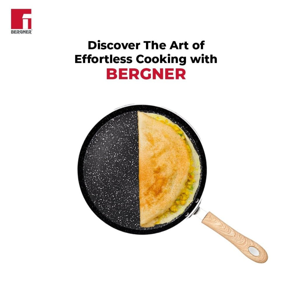 Bergner Bellini Aura Non Stick Tawa | Gas & Induction Compatible | Black