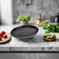 Bergner Bellini Aura Non Stick Tawa | Gas & Induction Compatible | Black