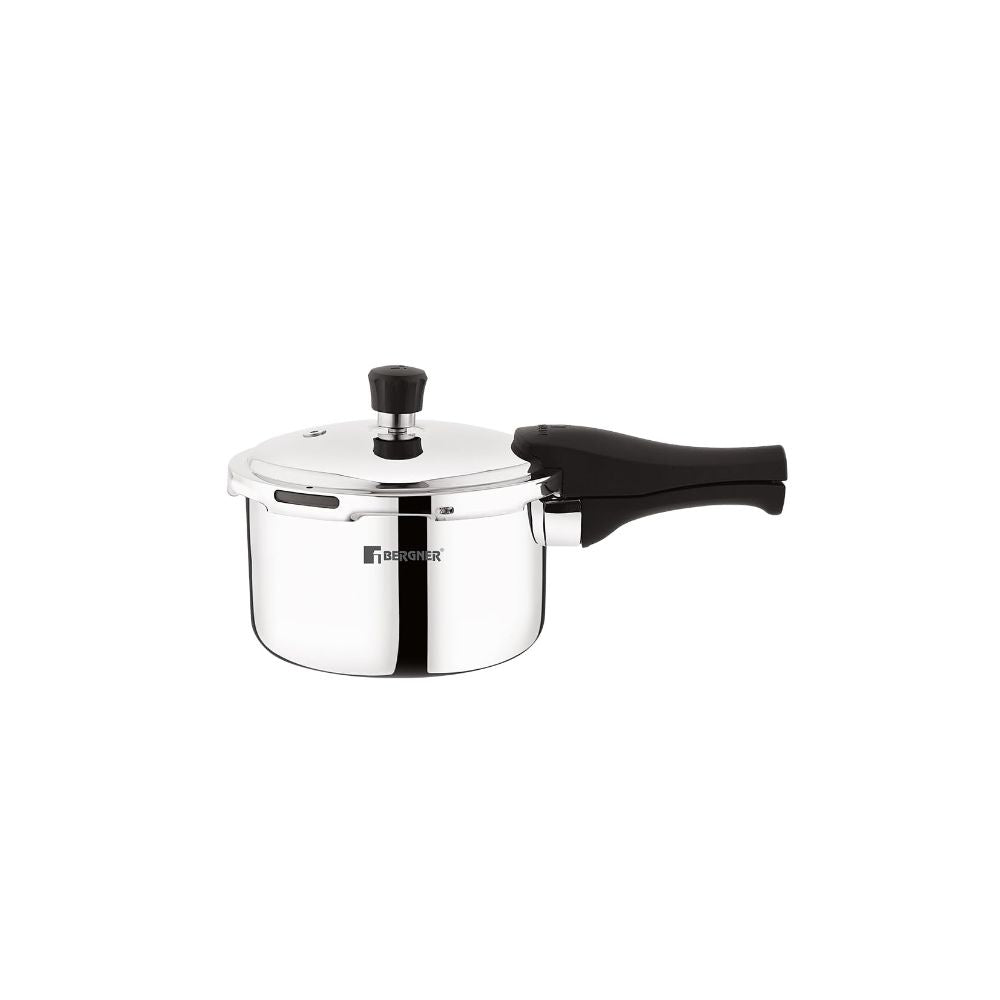 Bergner Trimax Tri-Ply Stainless Steel Pressure Cooker with outer Lid | Gas & Induction Compatible | Silver
