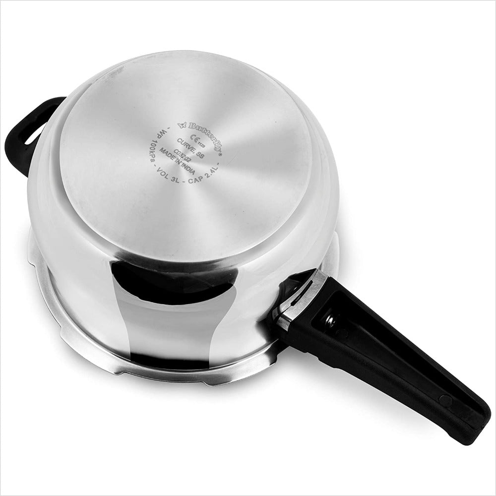 Butterfly Stainless Steel Cute Pressure Cooker with Glass Lid | Induction Compatible | Silver