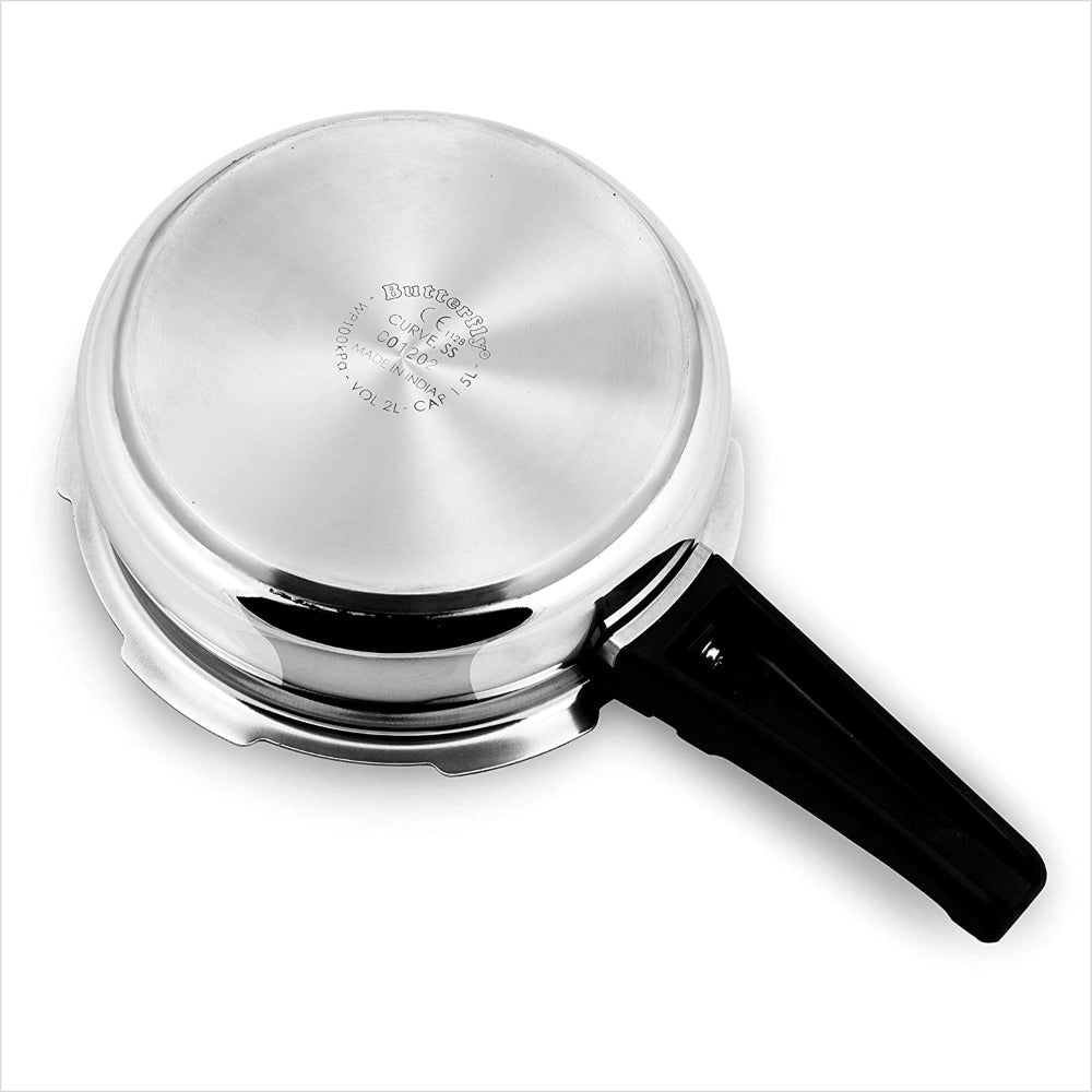 Butterfly Stainless Steel Cute Pressure Cooker with Glass Lid | Induction Compatible | Silver