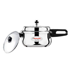 Butterfly Stainless Steel Cute Pressure Cooker with Glass Lid | Induction Compatible | Silver