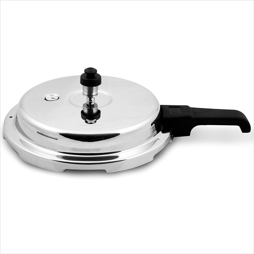 Butterfly Stainless Steel Cute Pressure Cooker with Glass Lid | Induction Compatible | Silver