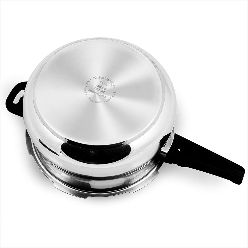 Butterfly Stainless Steel Cute Pressure Cooker with Glass Lid | Induction Compatible | Silver