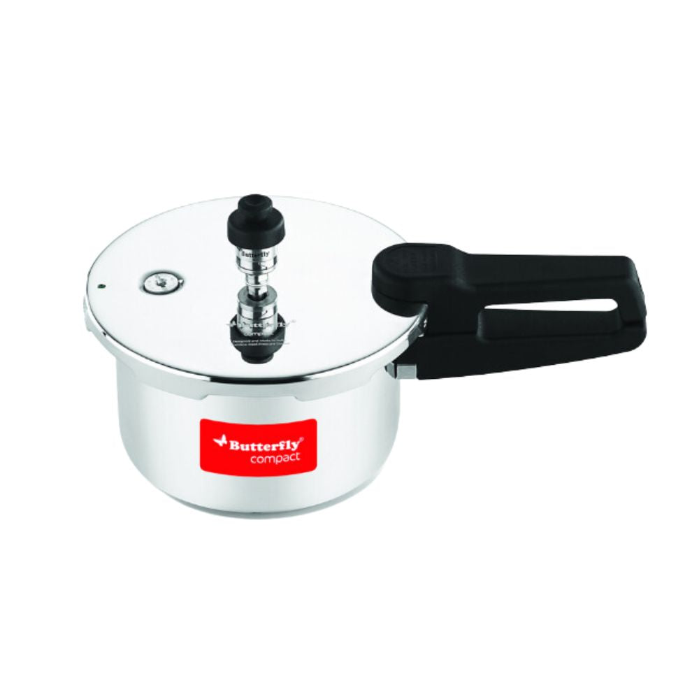 Butterfly Stainless Steel Compact Pressure Cooker | Induction Compatible | Silver