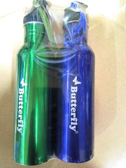 butterfly stainless steel water bottles (multicolour, 0.75l)-set of 2 pieces