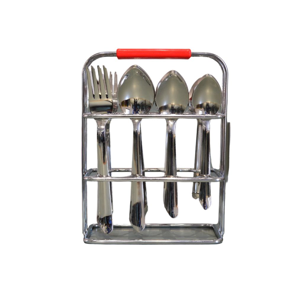 Decent Dazzle Stainless Steel Cutlery Set with Stand | Set of 24 Pcs