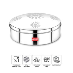 AVIAS Dome Stainless Steel Spice Box | 7 Compartments and 1 Spoon | Silver