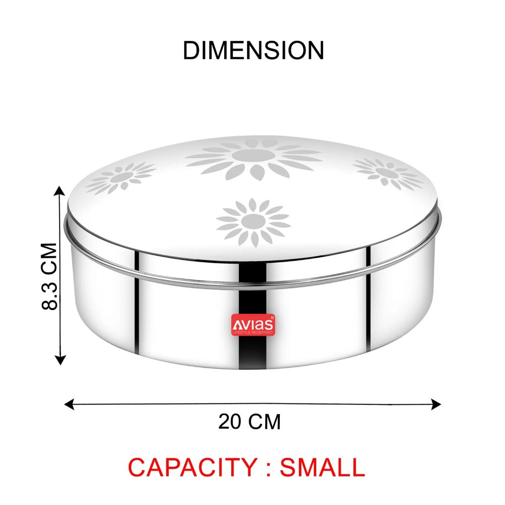 AVIAS Dome Stainless Steel Spice Box | 7 Compartments and 1 Spoon | Silver