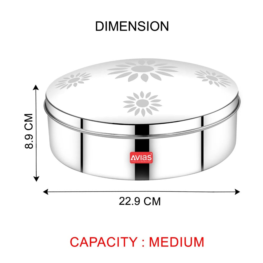 AVIAS Dome Stainless Steel Spice Box | 7 Compartments and 1 Spoon | Silver